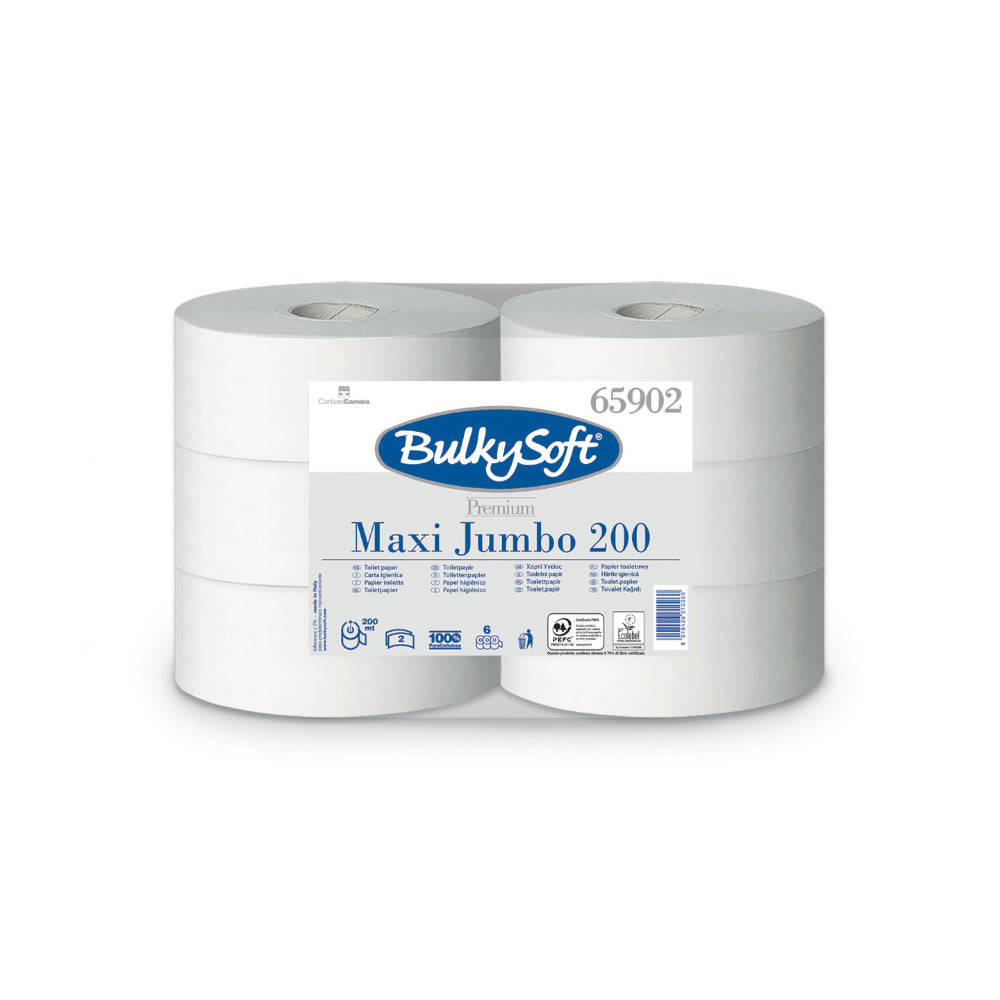 Papel Higiénico (Jumbo) 200mts 2Fls Bulkysoft 6un