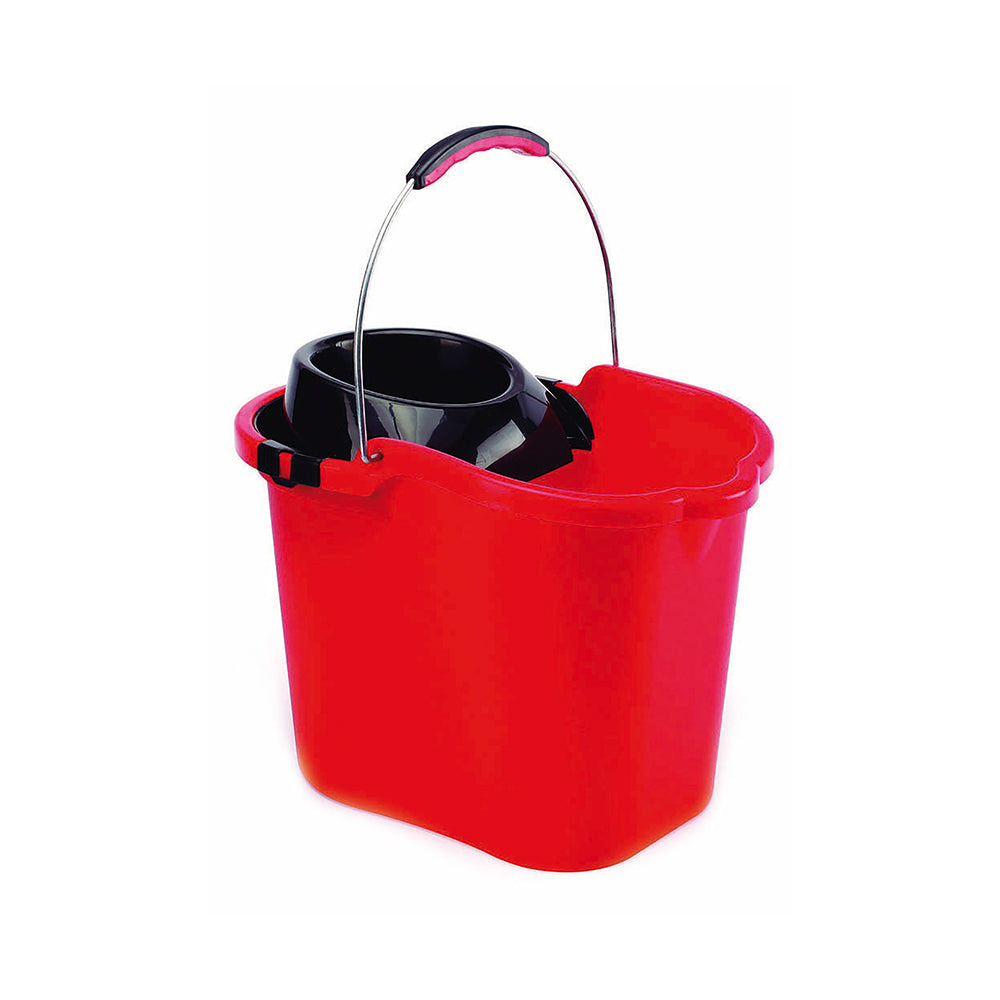 Balde com Espremedor Rectangular Asa Metálica 16L Vermelho - 6861262