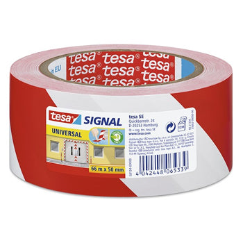 Fita Adesiva PVC Sinalização Vermelho/Branco Tesa 50mmx33mts - 15641202