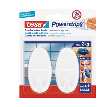 Gancho Oval Tesa Powerstrips + 4 Tiras Large Branco 2un - 15658013-52