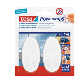 Gancho Oval Tesa Powerstrips + 4 Tiras Large Branco 2un - 15658013-52