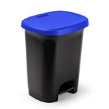 Contentor Plastico c/Pedal Preto 27 Litros Tampa Azul