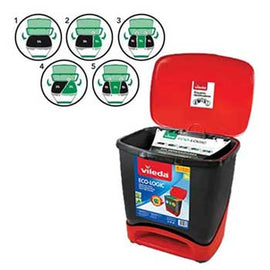 Contentor c/Pedal Ecologico Vileda 39 Litros Preto/Vermelho - 571142239