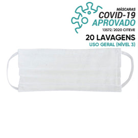 Máscara Reutilizável 20 Lavagens Branco (Pregas) 1un - 6301071