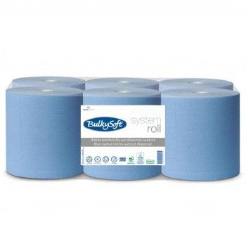 Rolo Toalhas Mão Azul 150mx19cm 2Fls BulkySoft Picotado-6un - 65396722