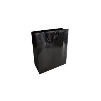 Saco Papel Couché Preto 200g 18x08x25cm c/Asas Cordão 1un - 6701666