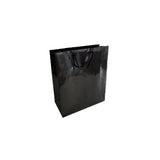 Saco Papel Couché Preto 200g 18x08x25cm c/Asas Cordão 1un