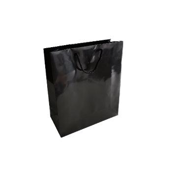 Saco Papel Couché Preto 200g 24x10x31cm c/Asas Cordão 1un - 6701668