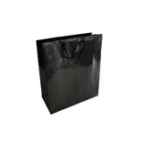 Saco Papel Couché Preto 200g 24x10x31cm c/Asas Cordão 1un