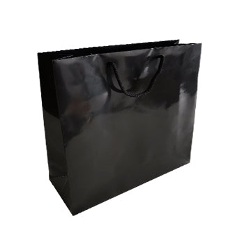 Saco Papel Couché Preto 200g 35x12x36cm c/Asas Cordão 1un - 6701670