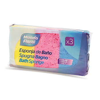 Esponja de Banho Retangular Cores Sortidas 3un - 6831097