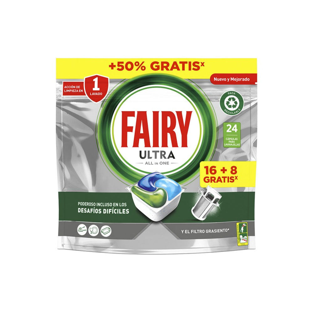 Detergente Máquina Loiça Pastilhas Fairy Ultra 16+8un - 6831801