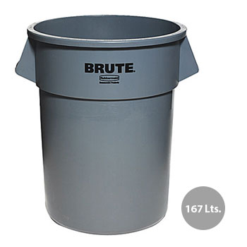 Contentor 167Litros s/Tampa Redondo Brute Cinza - RUBFG264300GRAY