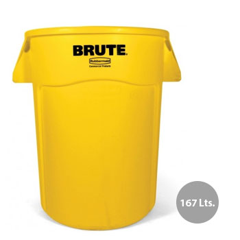 Contentor 167Litros s/Tampa c/Canais Vent Brute Amarelo - RUBFG264360YEL