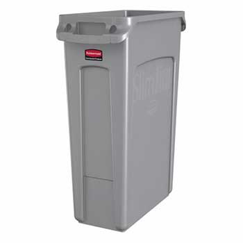 Contentor 87Litros s/Tampa c/Canais Vent Slim Jim Cinza - RUBFG354060GRAY